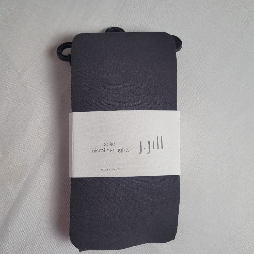 J.Jill Solid Microfiber Tights Dark Charcoal Size M/L New Made In Italy